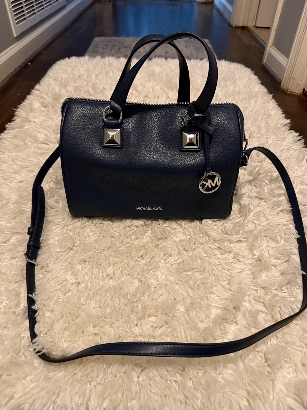 Michael Kors Grayson Medium Pebbled Leather Duffel Crossbody Bag